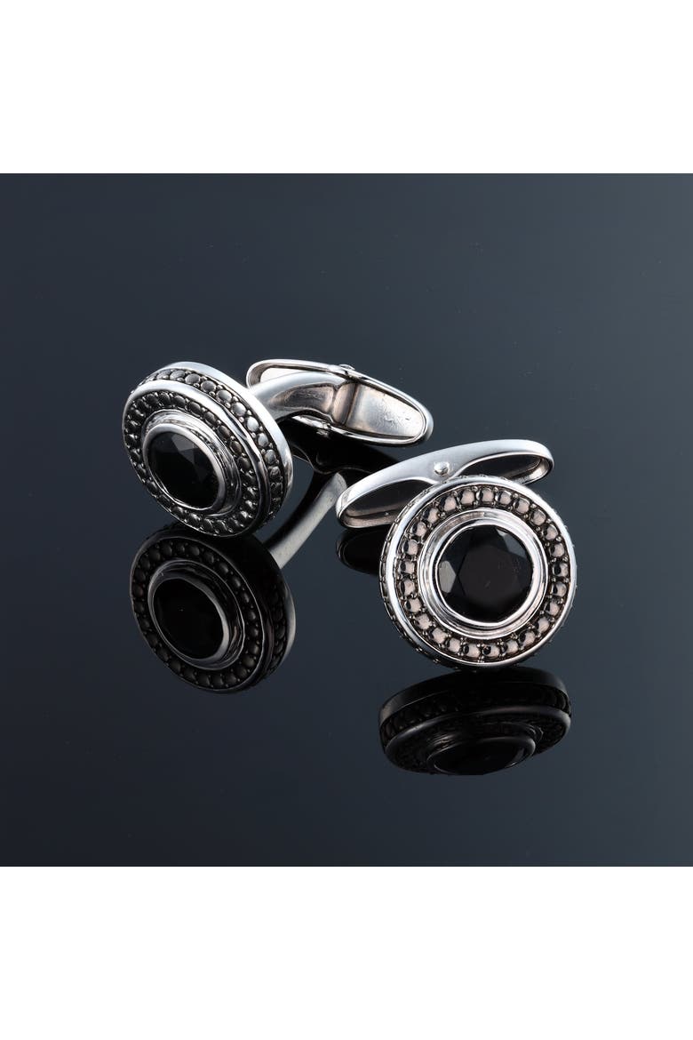 Shogun 1.60CT Octagon Black Spinel Cufflinks 925 Silver, Alternate, color, Sterling Silver