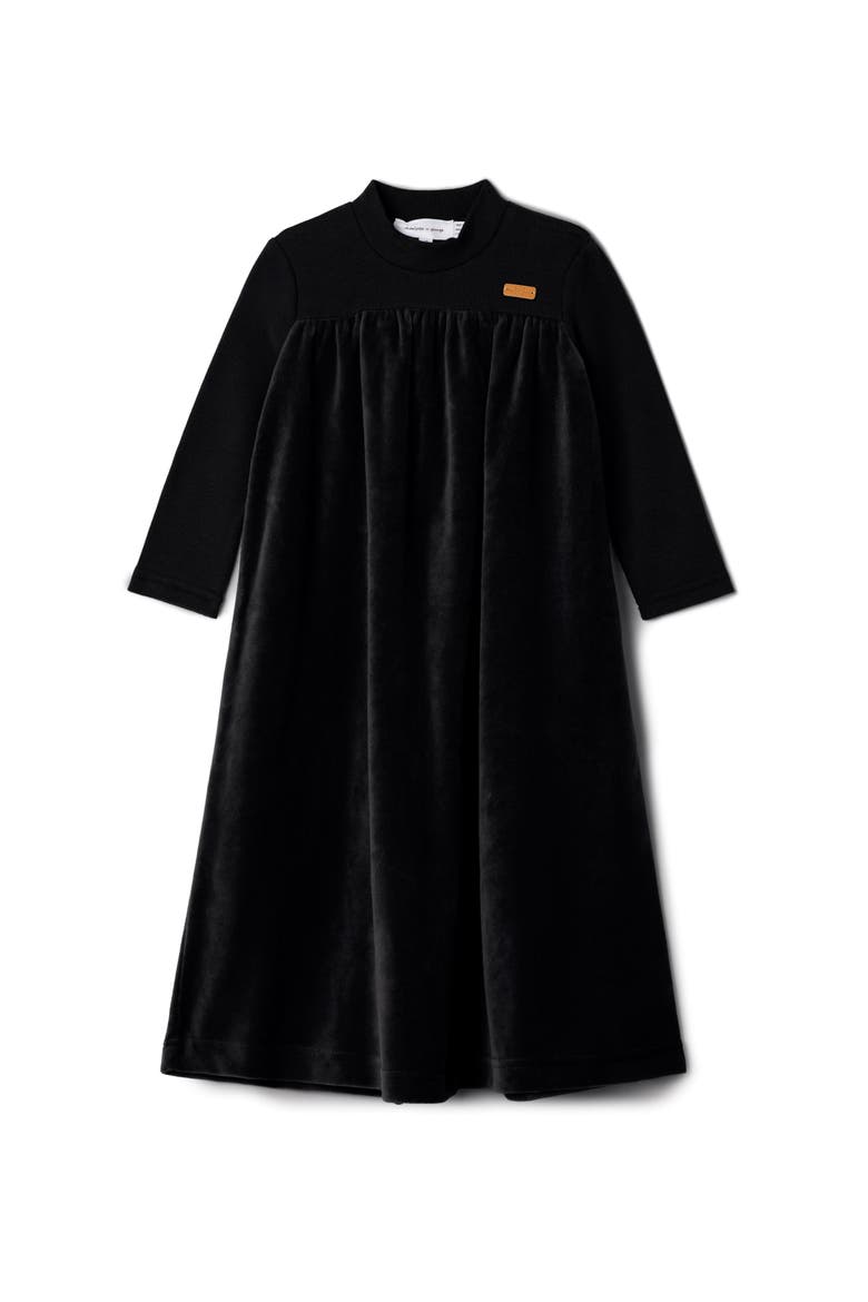 Ribbed Top with Velour Bottom Robe, Main, color, Black