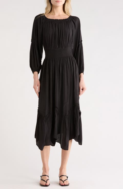 Junia Smocked Waist Long Sleeve Maxi Dress