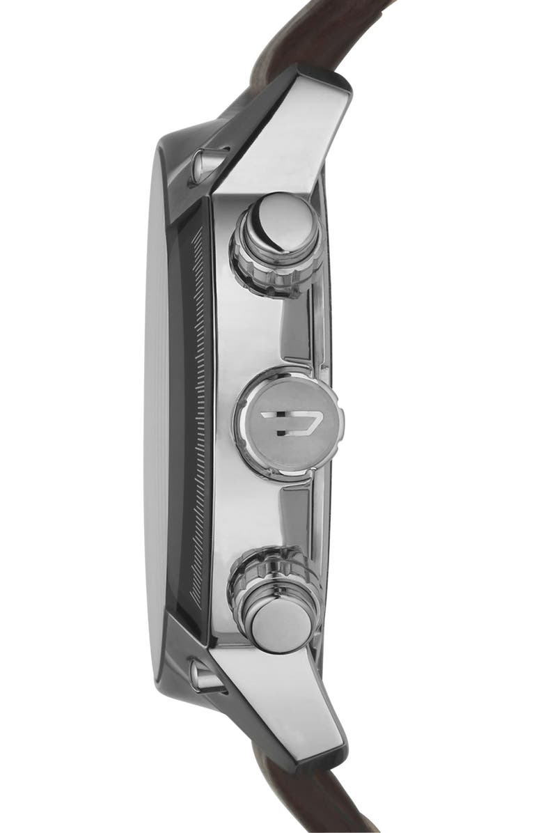 DIESEL<sup>®</sup> DIESEL Men's Overflow Quartz Stainless Steel and Leather Chronograph Watch, 49mm, Alternate, color,