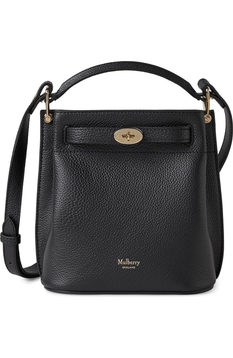 Mulberry Mini Islington Leather Bucket Bag, Main, color, Black