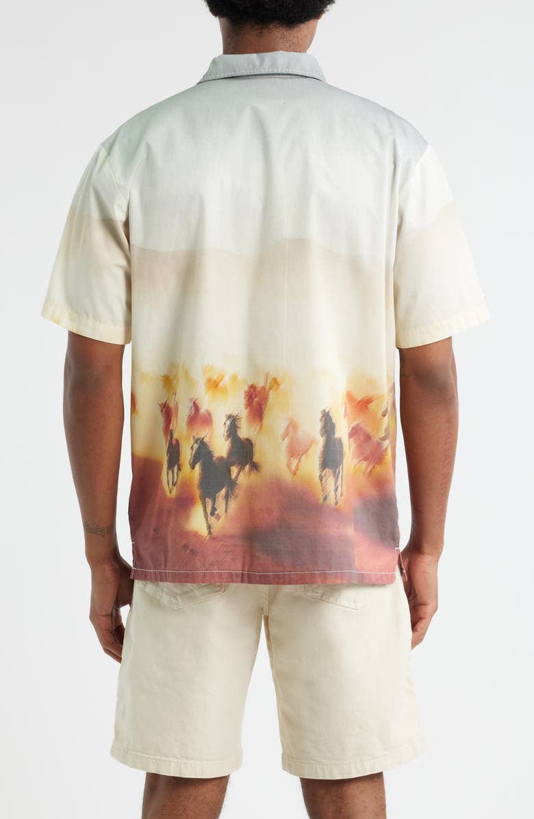 Dickies Running Wild Print Short Sleeve Cotton Button-Up Shirt, Alternate, color, 