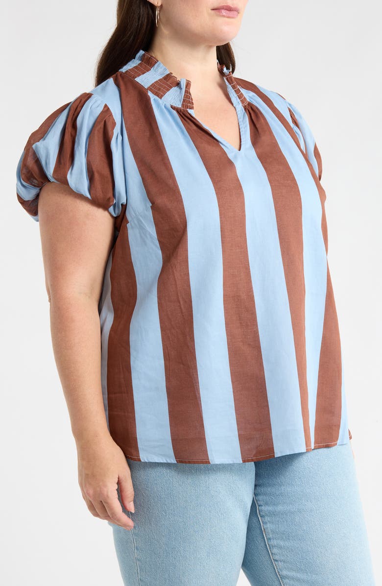 SUGARLIPS Evabelle Puff Sleeve Top, Alternate, color, Brown-Blue