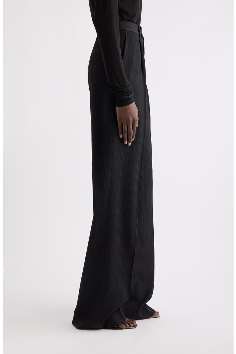 Pinstripe Wide Leg Pants, Alternate, color, NOIR/ GRIS