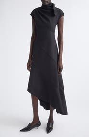 Proenza Schouler Elodine Asymmetric Tropical Wool Blend Dress