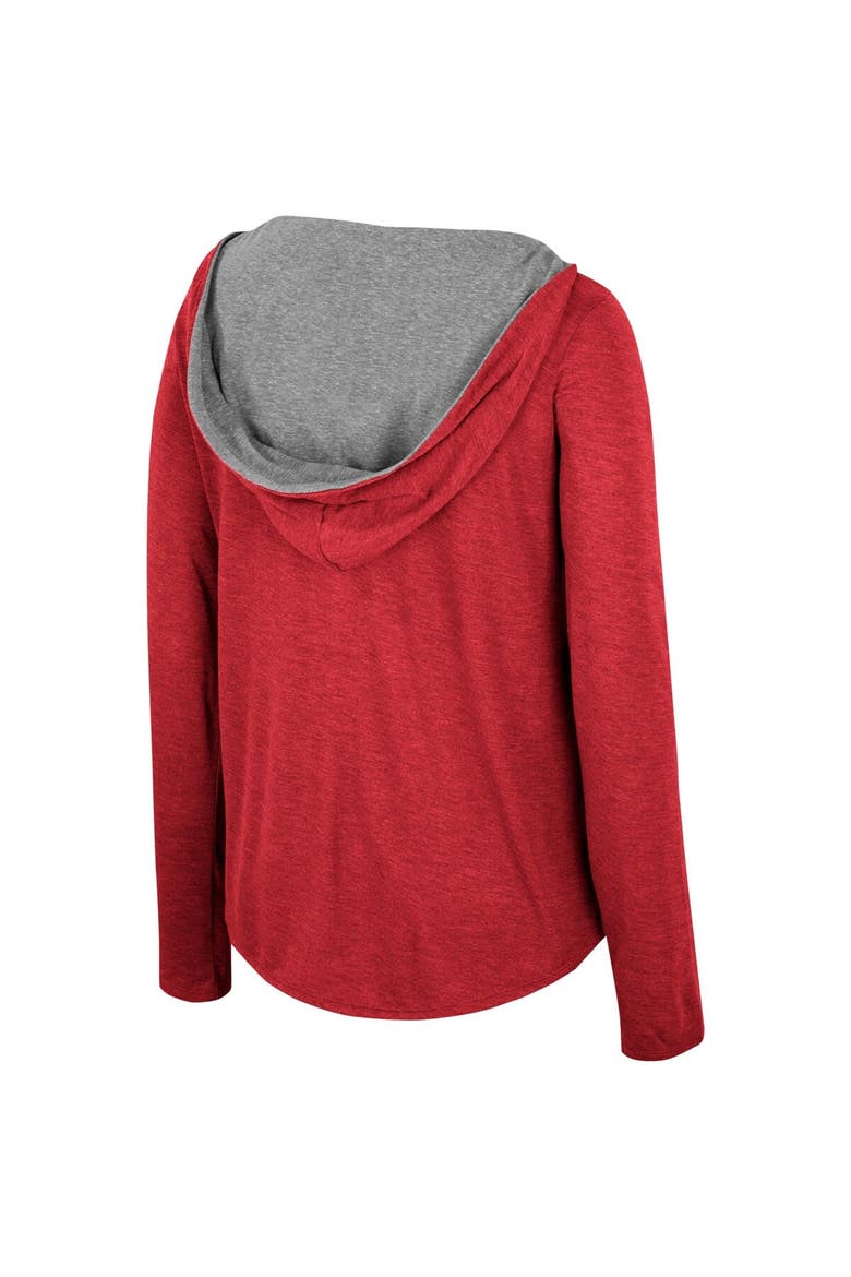 Women's Colosseum  Cardinal Iowa State Cyclones Distressed Heather Long Sleeve Hoodie T-Shirt, Alternate, color, Cardinal