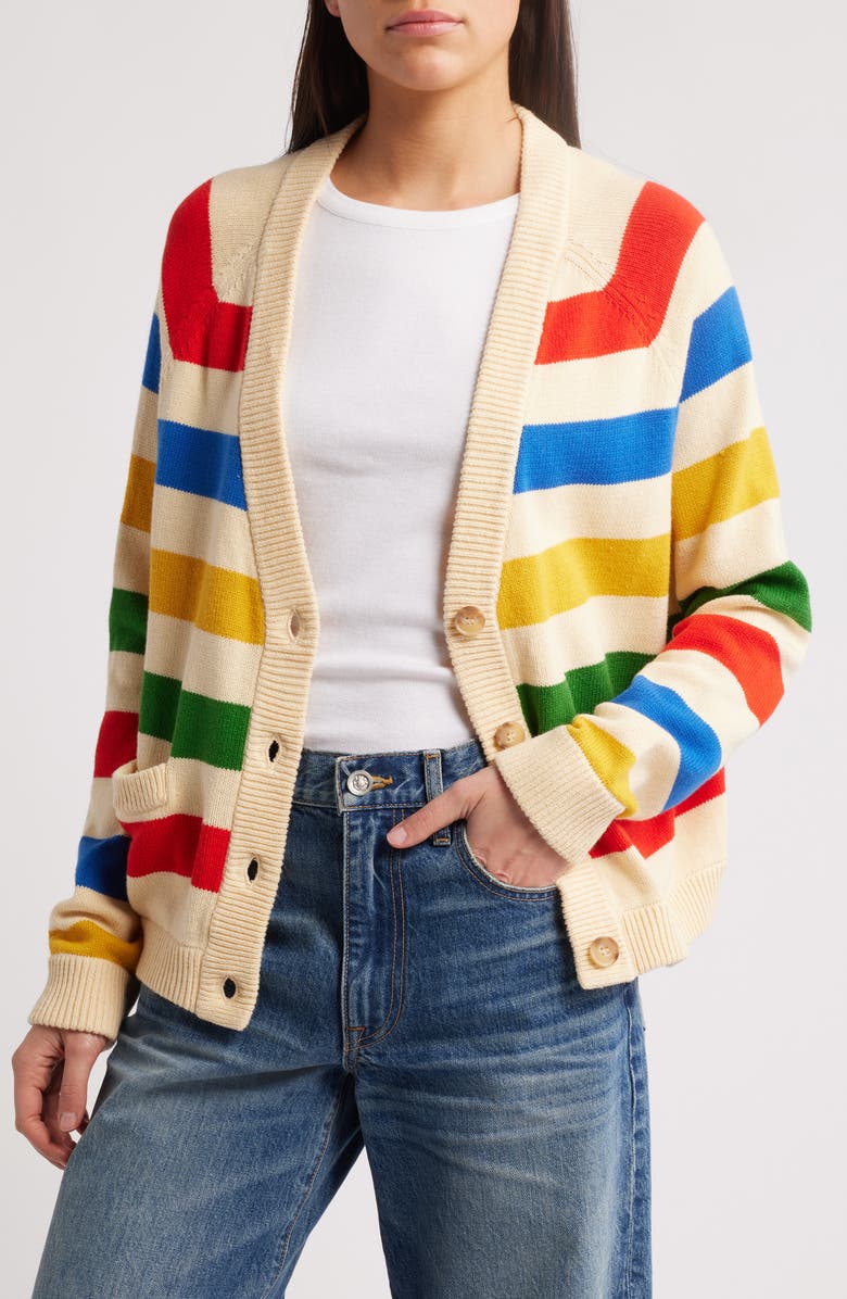 THE GREAT. The Varsity Stripe Cardigan, Main, color, 