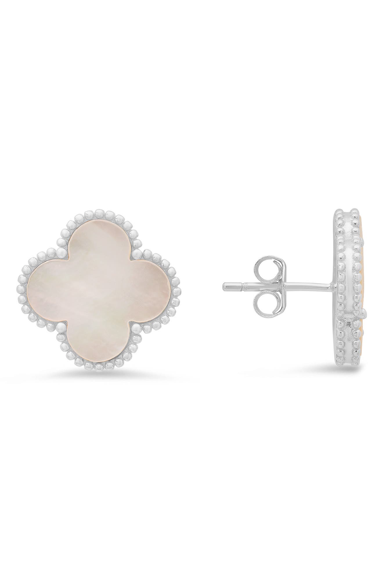 Queen Jewels Mother-of-Pearl Clover Stud Earrings
