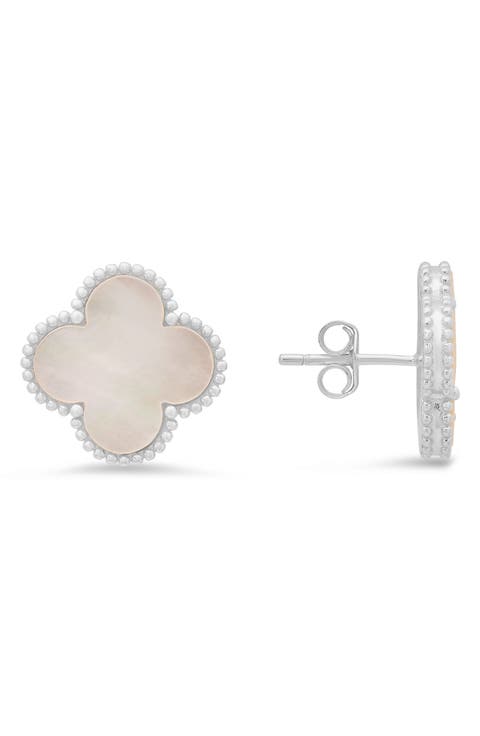 Mother-of-Pearl Clover Stud Earrings