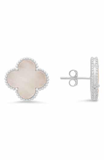 Queen Jewels Mother-of-Pearl Clover Stud Earrings