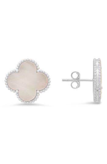 Queen Jewels Mother-of-pearl Clover Stud Earrings