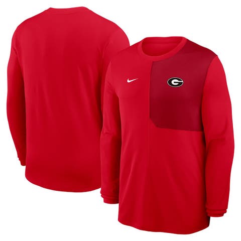 Men's Nike Red Georgia Bulldogs 2025 Sideline Coach UV Performance Long Sleeve T-Shirt