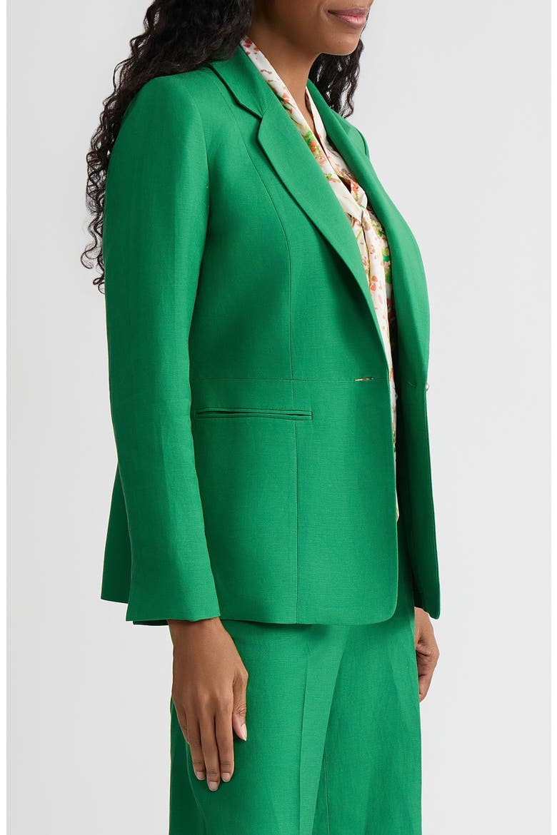 One-Button Linen Blend Peplum Blazer, Alternate, color, LUSH GREEN