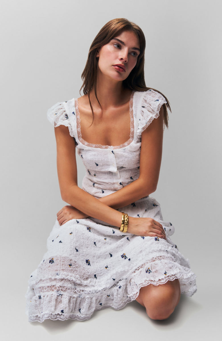 Guizio Aletta Seersucker Skirt, Alternate, color, Embroidered White