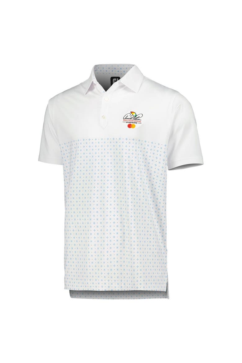 Men's FootJoy White Arnold Palmer Invitational Engineered Foulard Lisle Polo, Alternate, color, White
