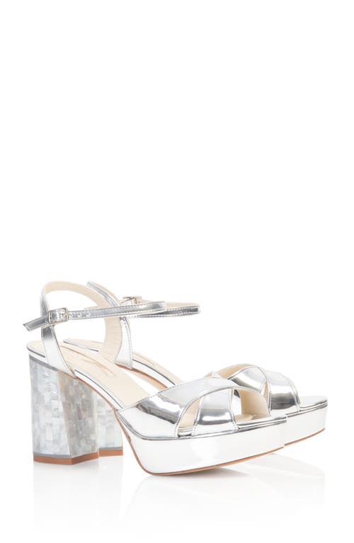 Freya Rose Nova Ankle Strap Pearl Heel Sandal In Silver