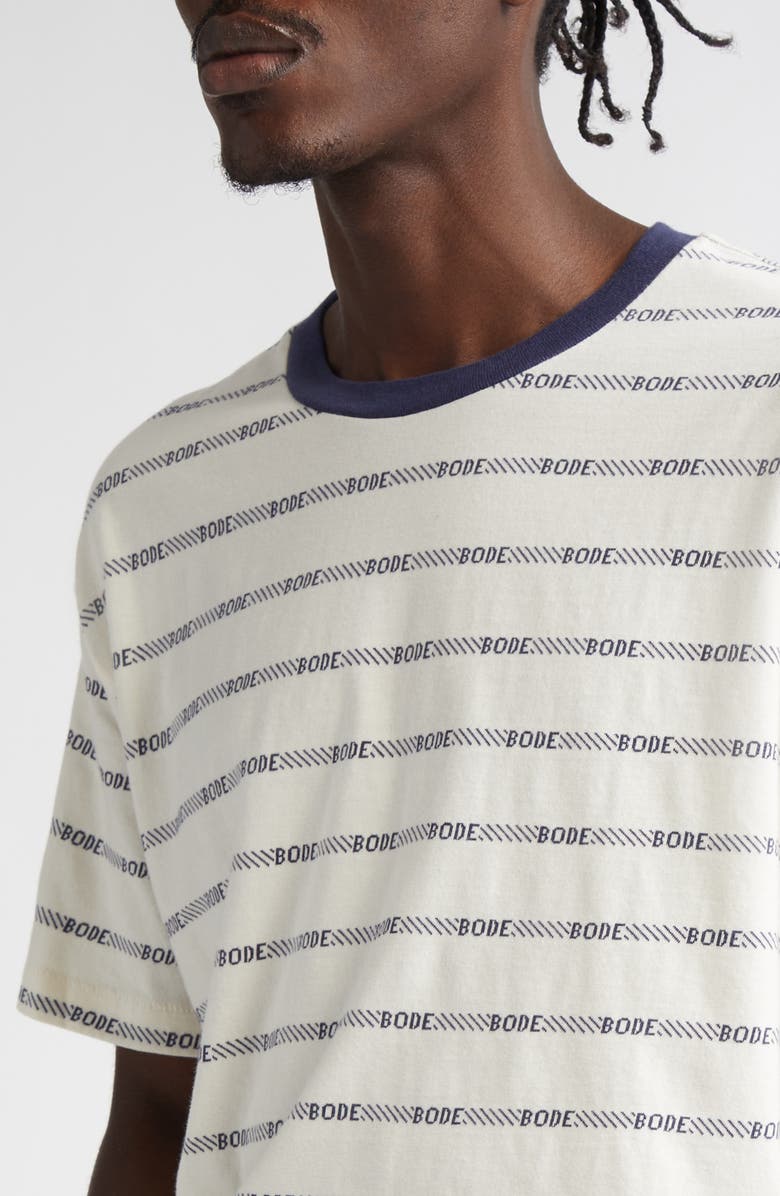 Bode Rec Jacquard Stripe Cotton Logo T-Shirt, Alternate, color,