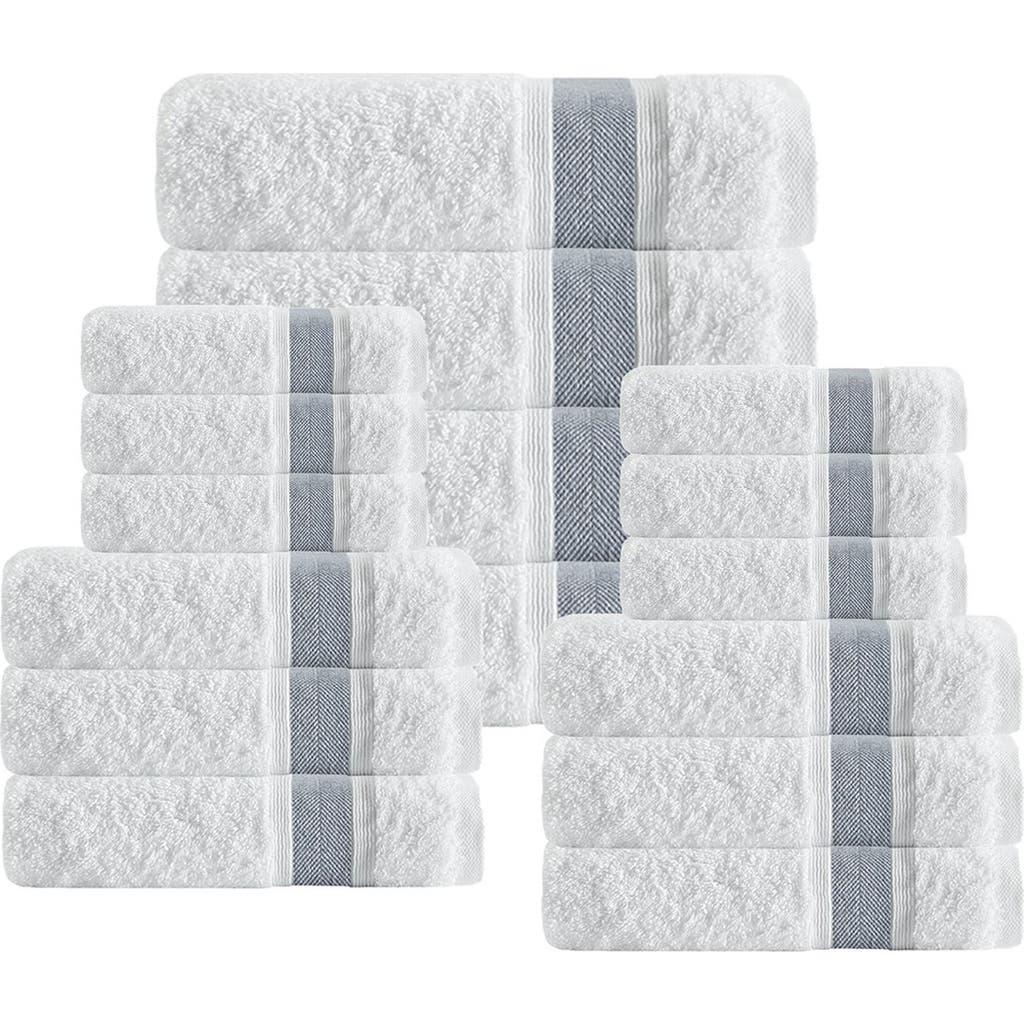 Depera Unique Turkish Cotton 16-piece Towel Set In Gray