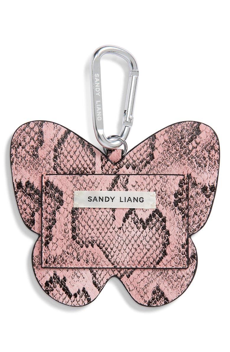 Sandy Liang Lunar New Yeak Snakeskin Print Key Ring, Alternate, color, Pink