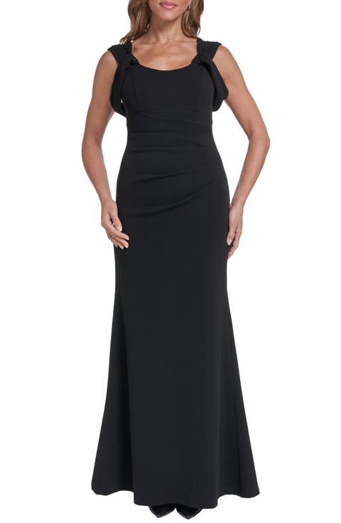Drape Detail Stretch Crepe Mermaid Gown
