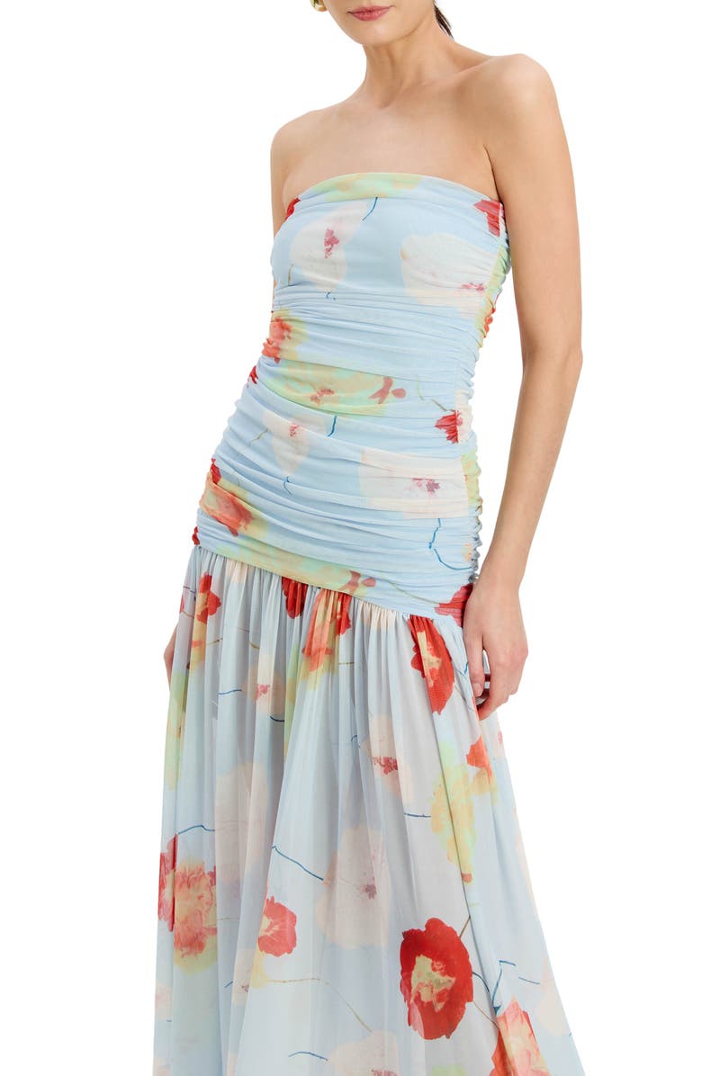 Bardot Solana Floral Strapless Mesh Maxi Dress, Alternate, color, 