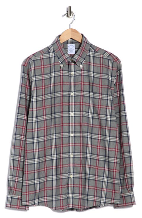 Regular Fit Plaid Cotton Sport Shirt