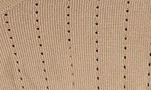 Nina Leonard Chevron Pointelle Knit Bolero In Tan