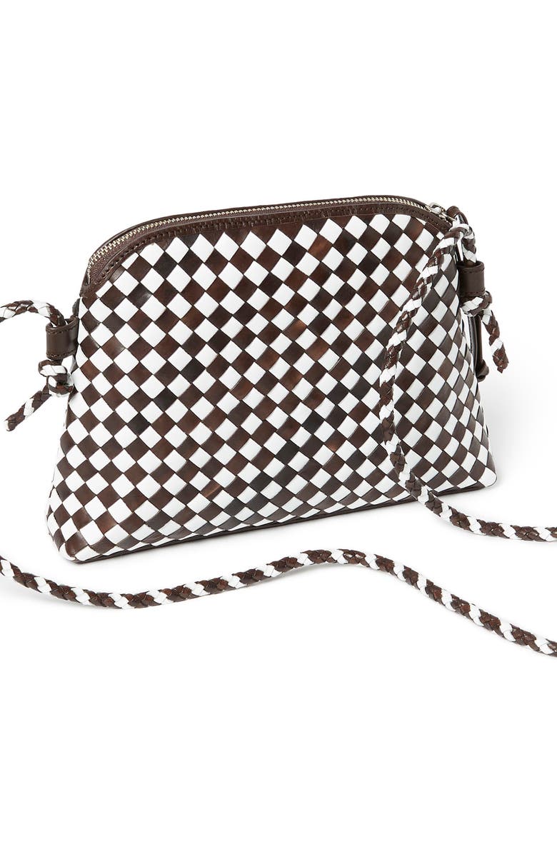 Loeffler Randall Mallory Woven Leather Crossbody Bag, Alternate, color, Chocolate/ White