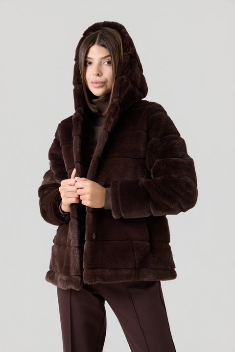 Hooded Faux Fur Coat