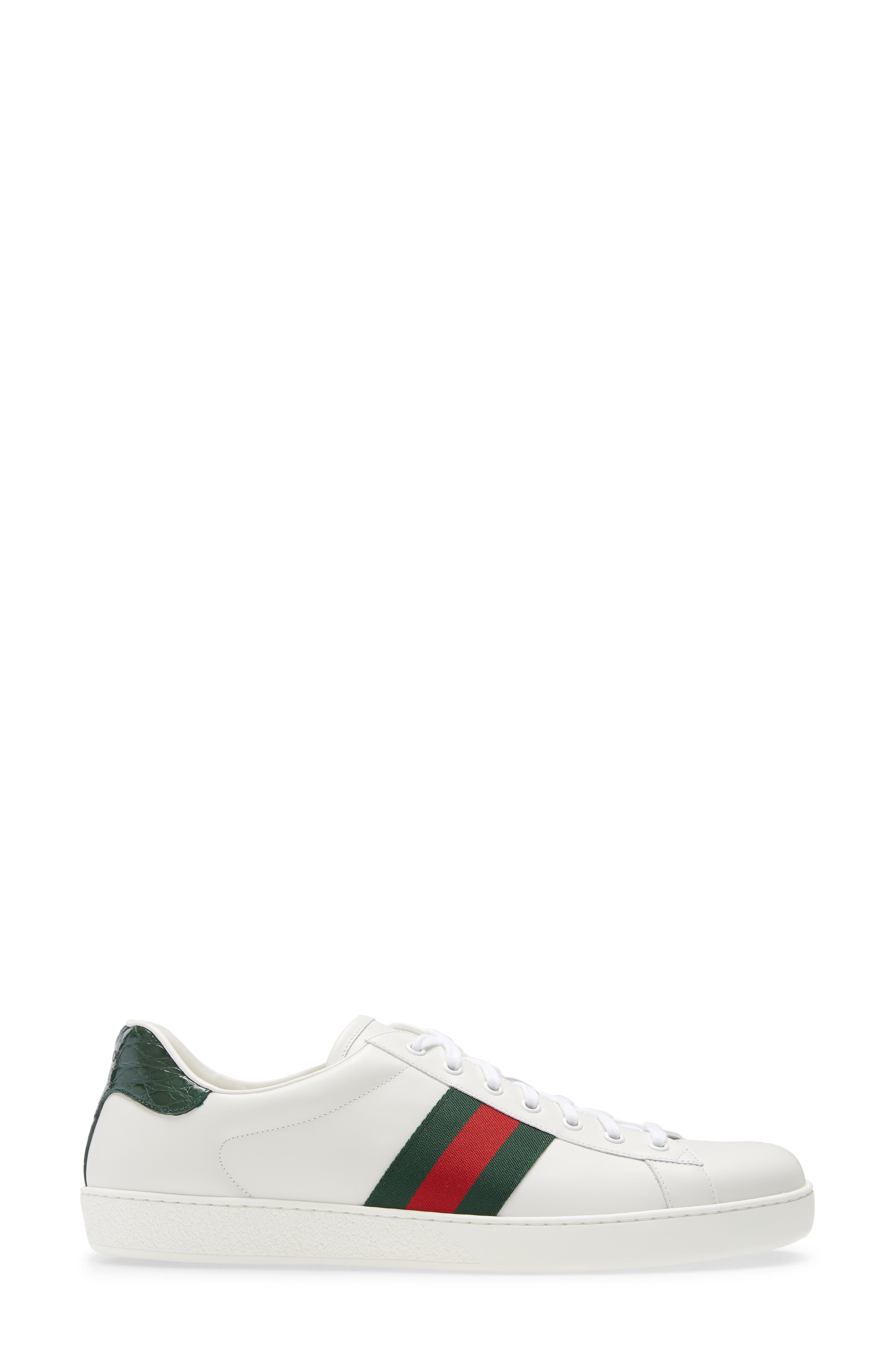 Gucci New Ace Sneaker, Alternate, color, White Leather
