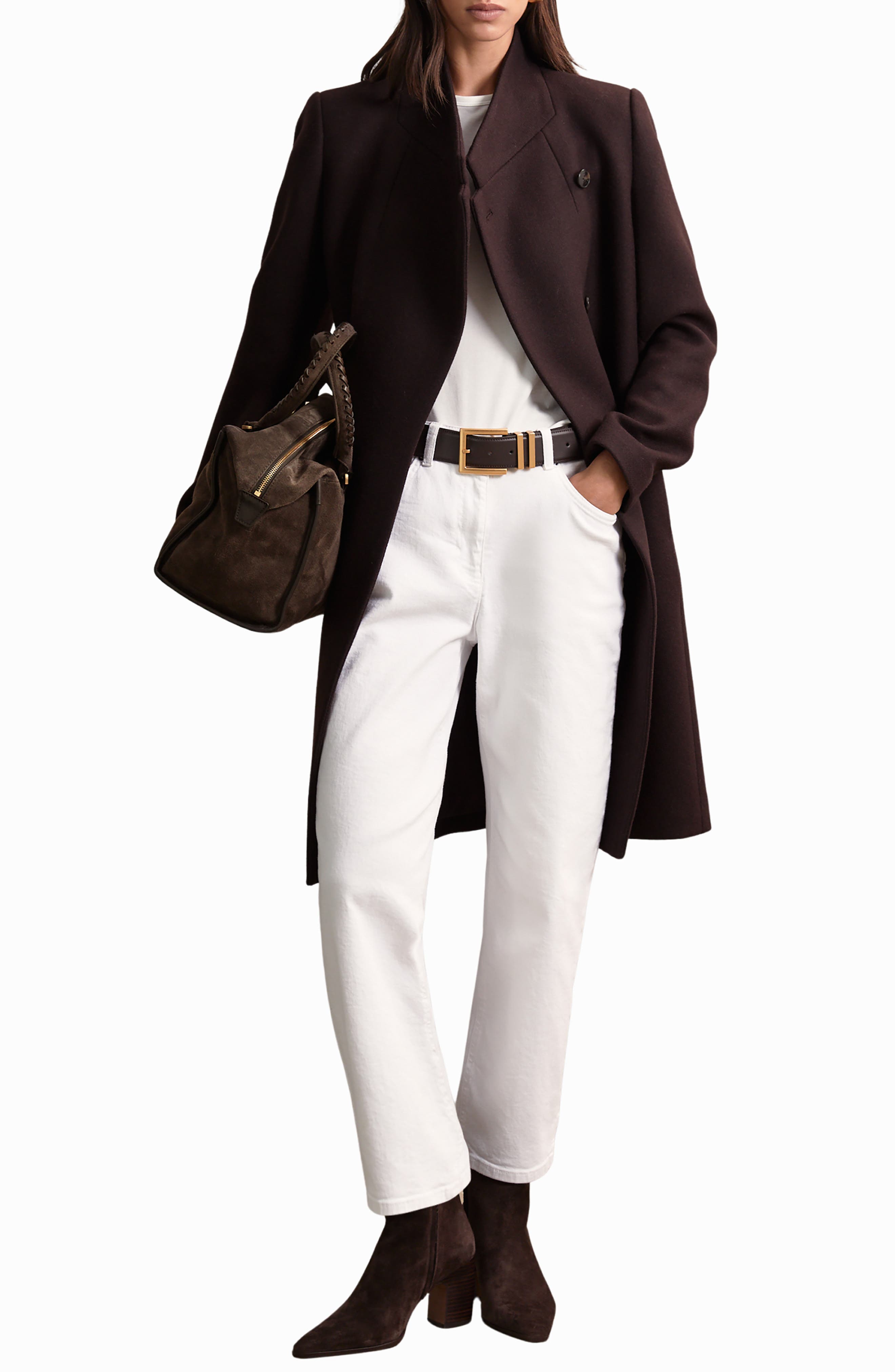 Reiss Edie Suede Bowling Bag, Alternate, color, 