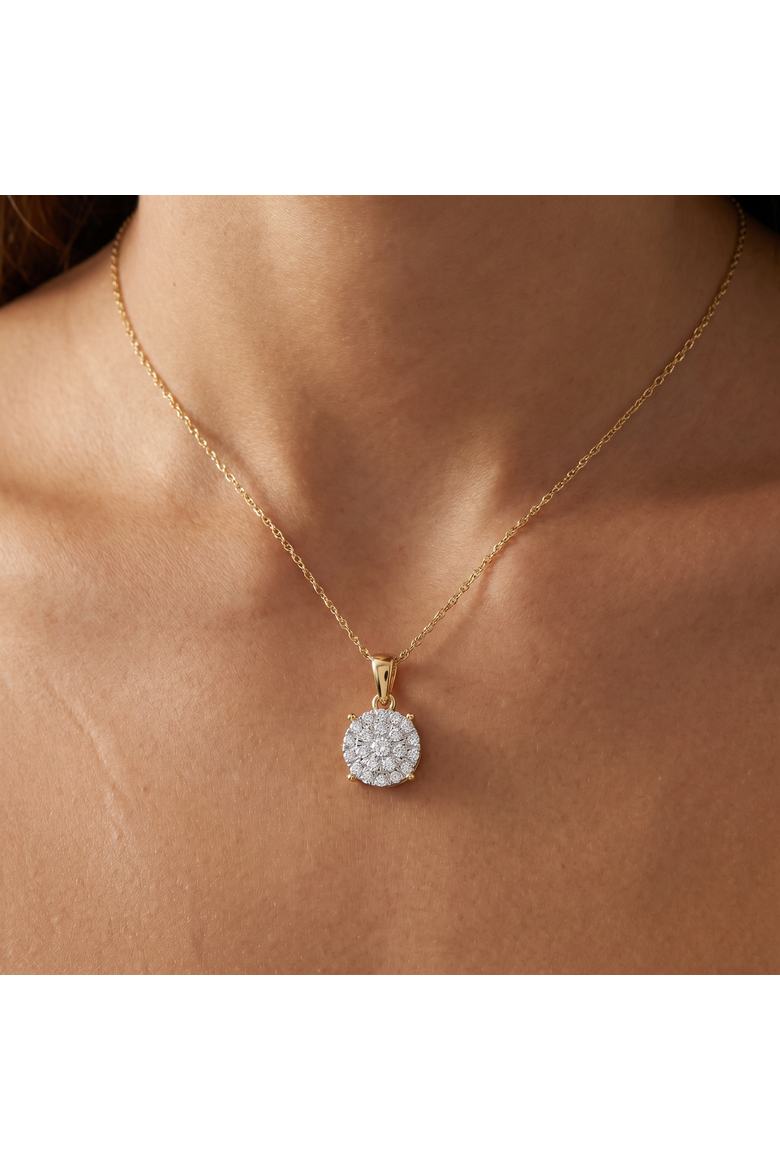 3/8Ct TW Diamond Halo 9mm Round Pendant Gold Women's Necklace 18", Alternate, color, 10k yellow Gold