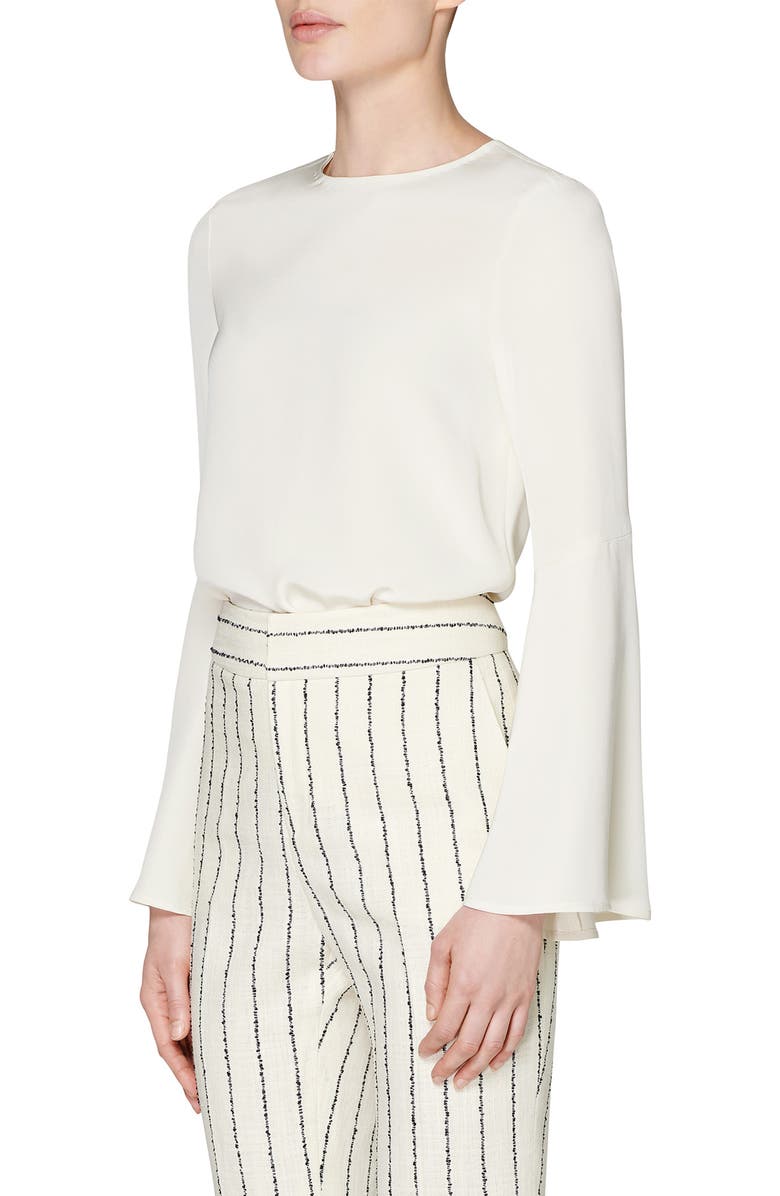 SUISTUDIO Dew Bell Sleeve Silk Top, Alternate, color, 