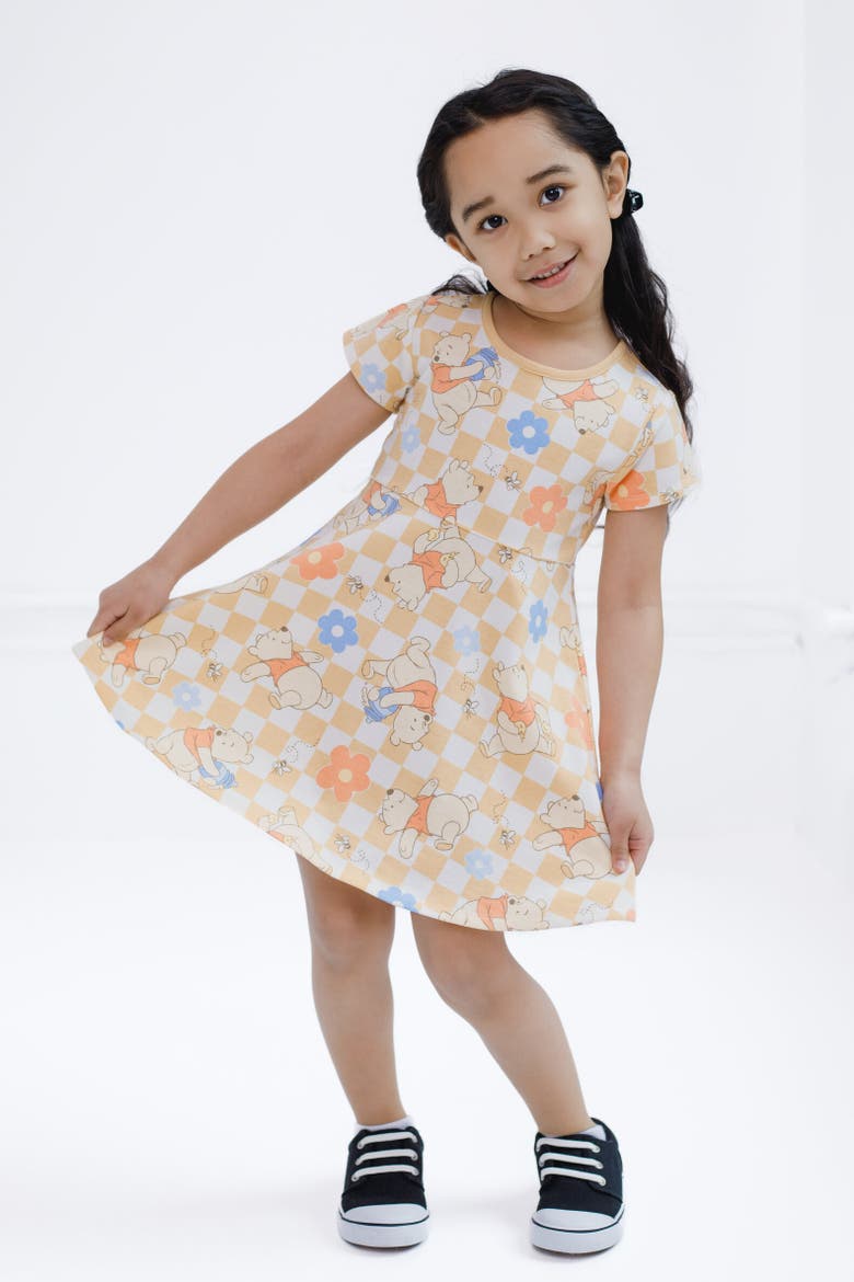 Short Sleeve Skater Dress, Alternate, color, Winnie the Pooh Yellow