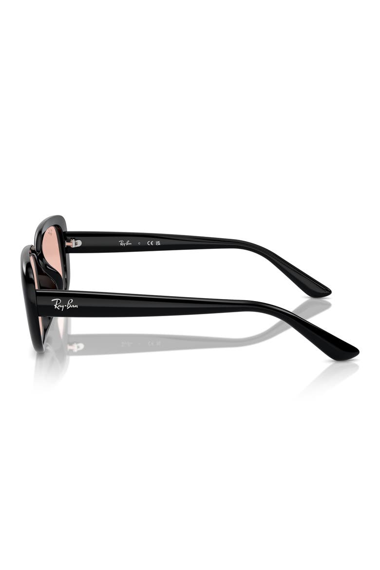 56mm Pillow Rectangular Sunglasses, Alternate, color, BLACK