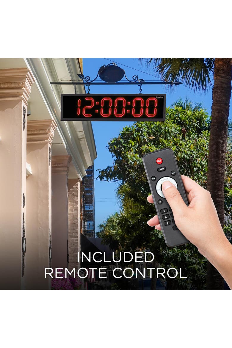 36 Waterproof Outdoor Digital LED Clock with Auto Time Sync, Temperature & Date, Alternate, color, Red
