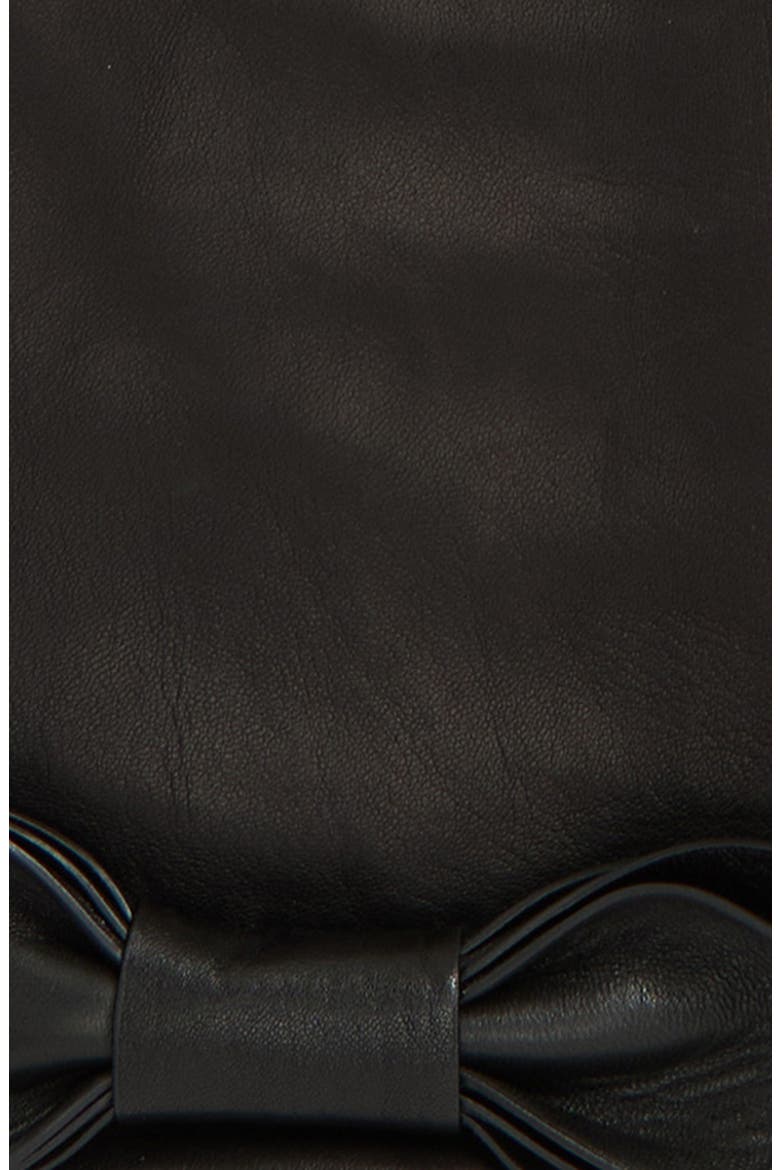 Bow Lambskin Leather Opera Gloves, Alternate, color, BLACK