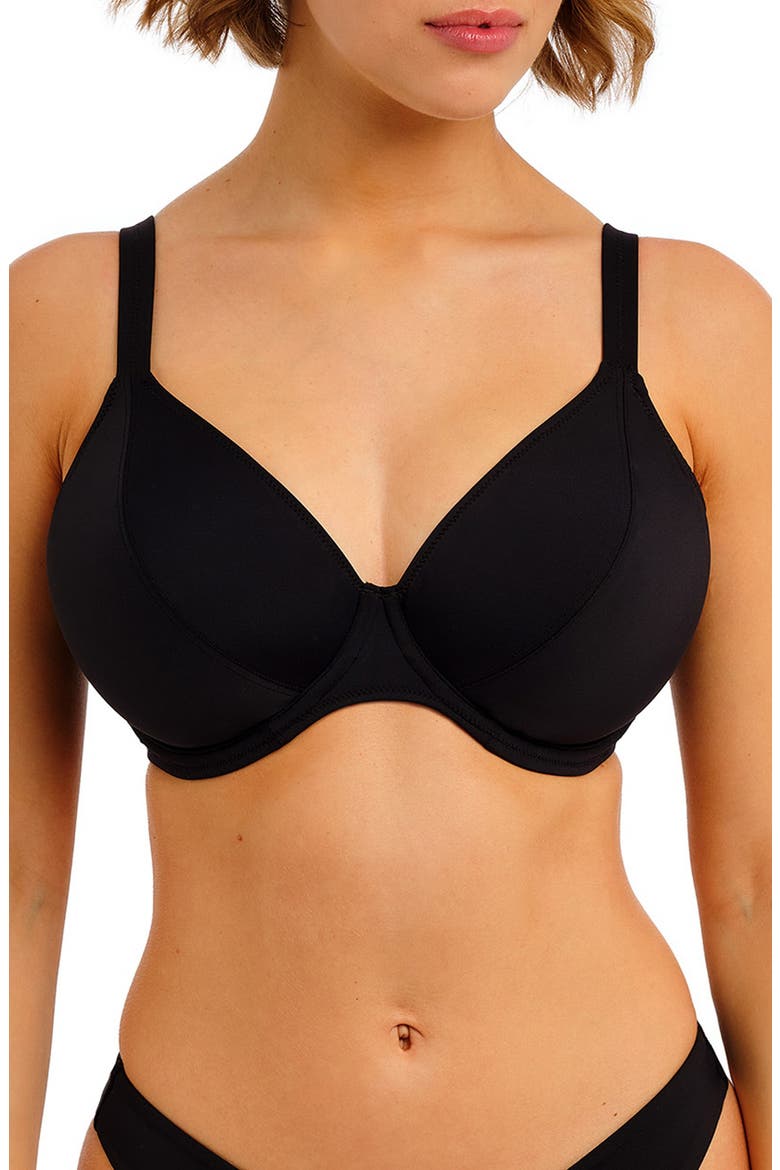 Jewel Cover Underwire Bikini Top, Main, color, PLAIN BLACK