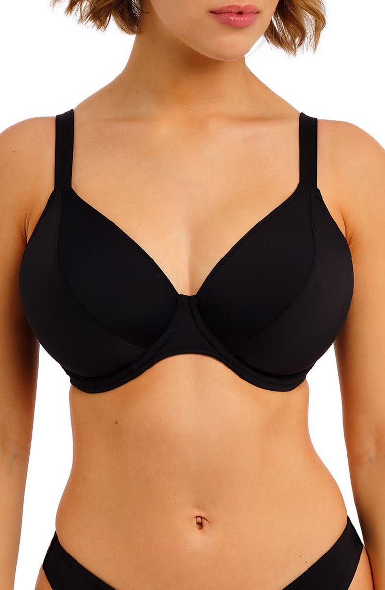 Freya Jewel Cover Underwire Bikini Top, Main, color, Plain Black