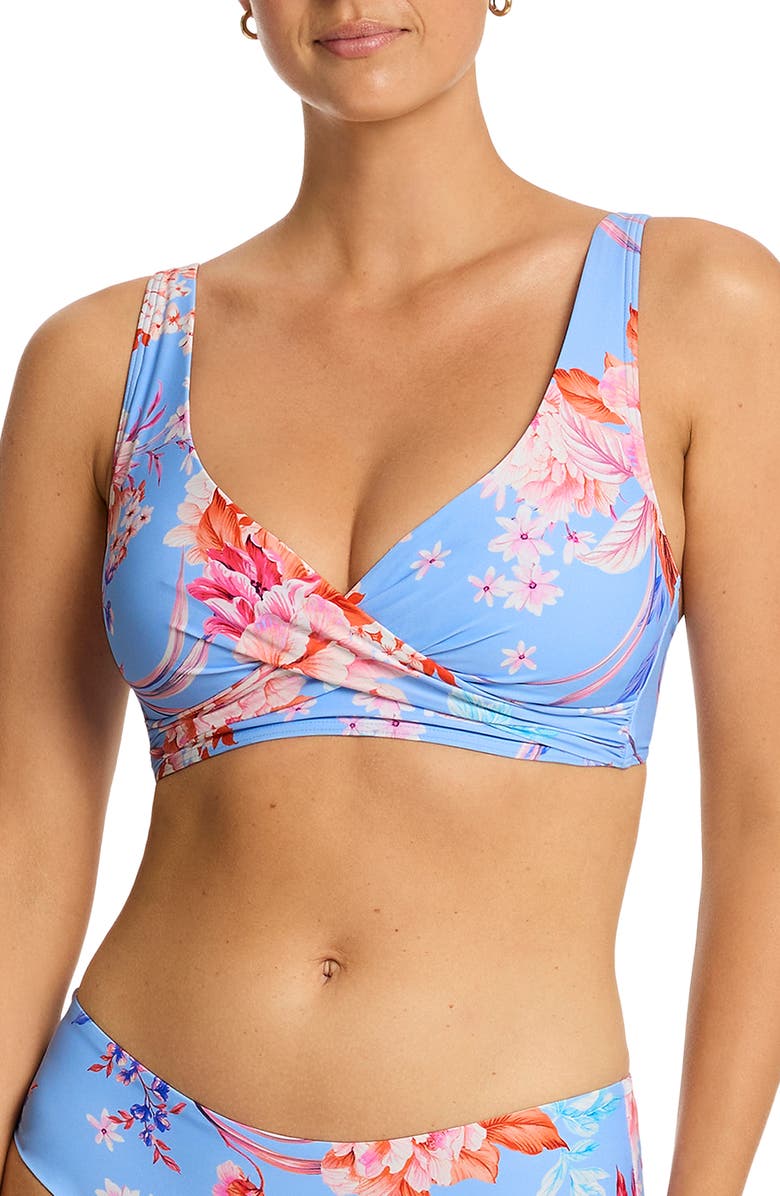 Sea Level Indochine Cross Front Multifit Bikini Top, Main, color, Light Blue