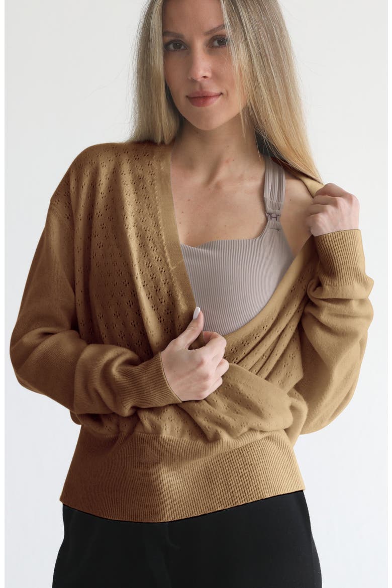 Bloom Cashmere Wrap Sweater, Alternate, color, Camel