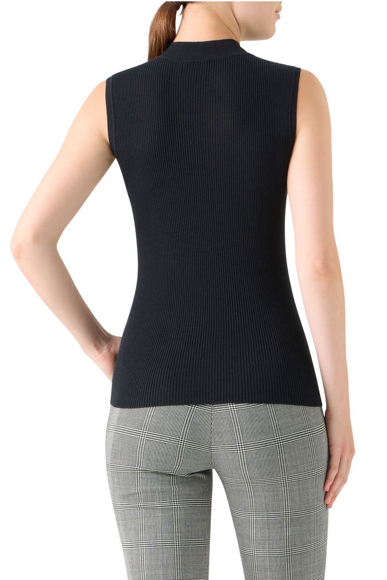 Rib Silk & Cotton Sleeveless Sweater, Alternate, color, BLACK