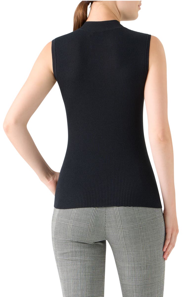 Akris Rib Silk & Cotton Sleeveless Sweater, Alternate, color, Black