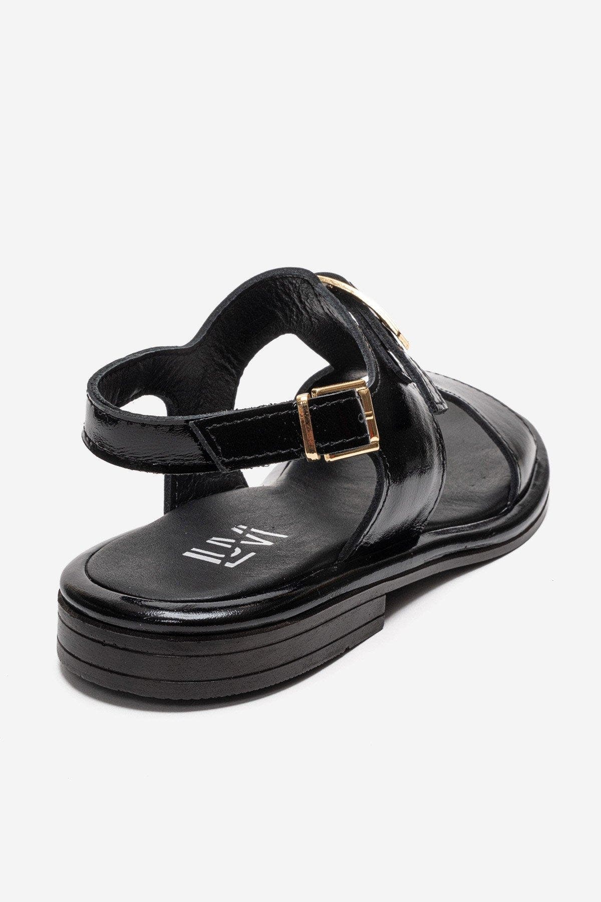 Forever & Always Shoes Auren Leather Buckle Sandal, Alternate, color, Black