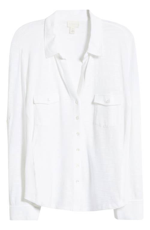 Caslon ® Roll Sleeve Knit Button-up Shirt In White