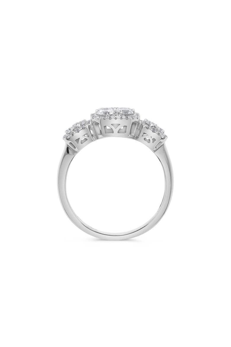 Triple Cushion-Shaped Round Diamond Cluster Ring in 14K White Gold, Alternate, color, 14K White Gold