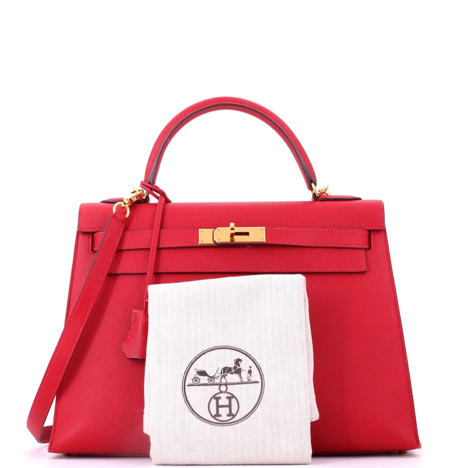 Pre-Owned Hermes Kelly Handbag Red Epsom with Gold Hardware 32, Alternate, color, Rouge Casaque