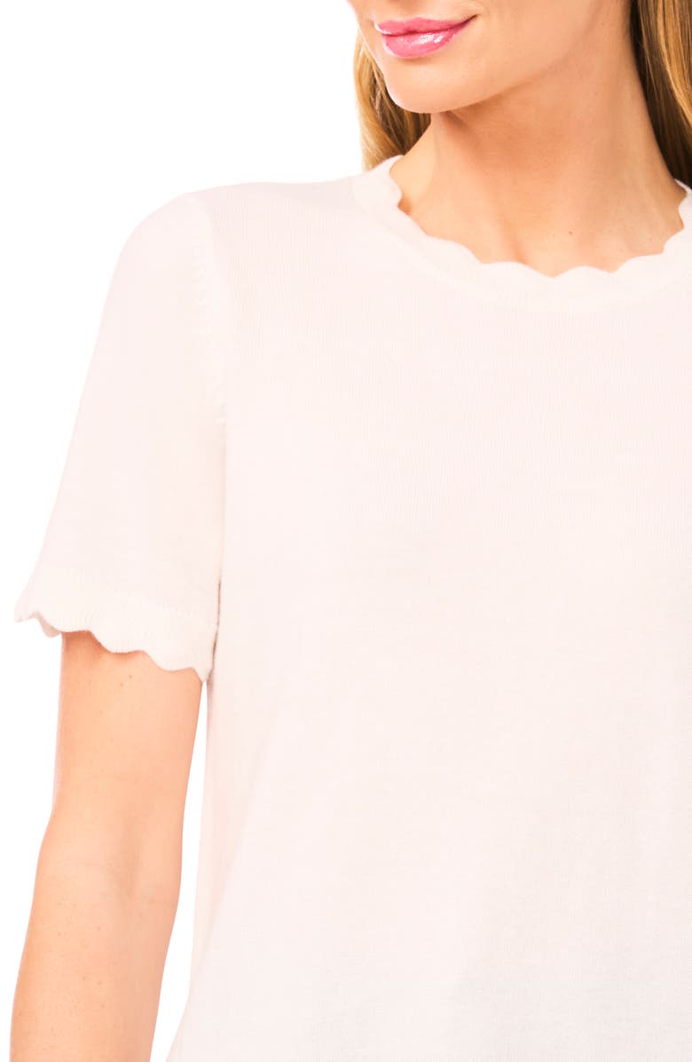 CeCe Scallop Neck Sweater, Alternate, color, New Ivory