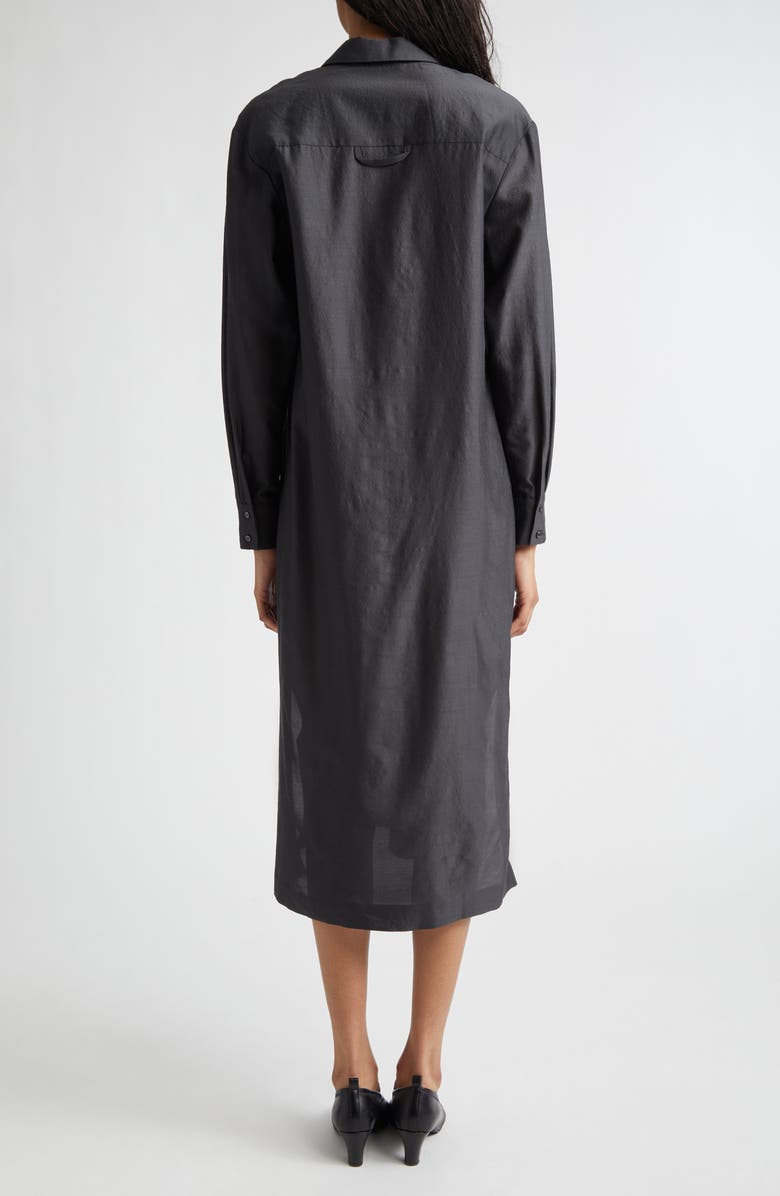 Paloma Wool Espon Long Sleeve Wool & Silk Midi Shirtdress, Alternate, color, Black