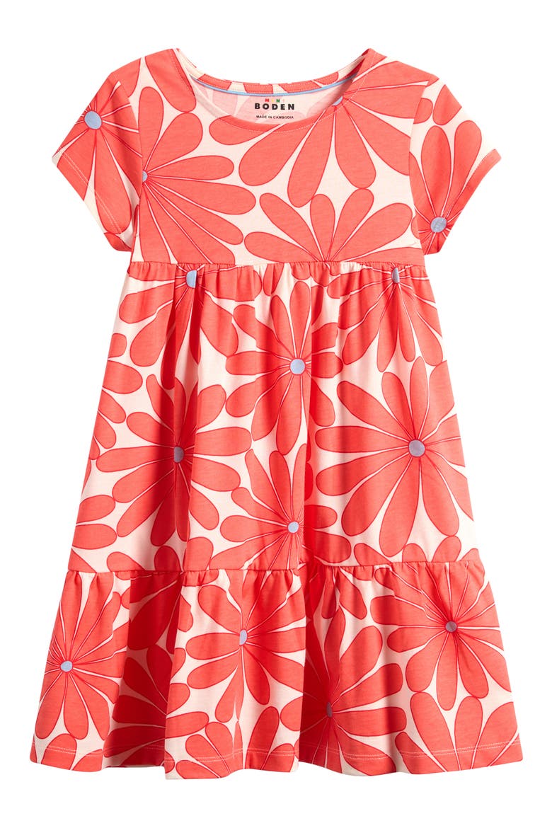Kids' Ariel Twirly Jersey Dress, Main, color, CORAL ORANGE GIANT DAISY